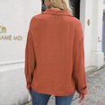 thumbnail image 4 of Blusa Seda de Hielo Manga Larga Cuello en V Botones Color Puro Tops Elegantes para Mujer, 4 of 6