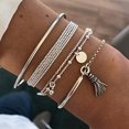 thumbnail image 2 of Boho Stackable Bracelet Silver Layered Sequins Bracelet Sets Baeded Bracelets for Women and Girls 4Pcs, 2 of 2