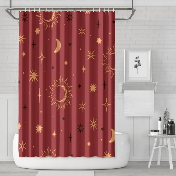Gothic Shower Curtain Set - Dark Celestial Moon & Star Print, Mystical Cosmic Bath Decor, Waterproof Polyester 72"Wx72"L, Goth Aesthetic Gift