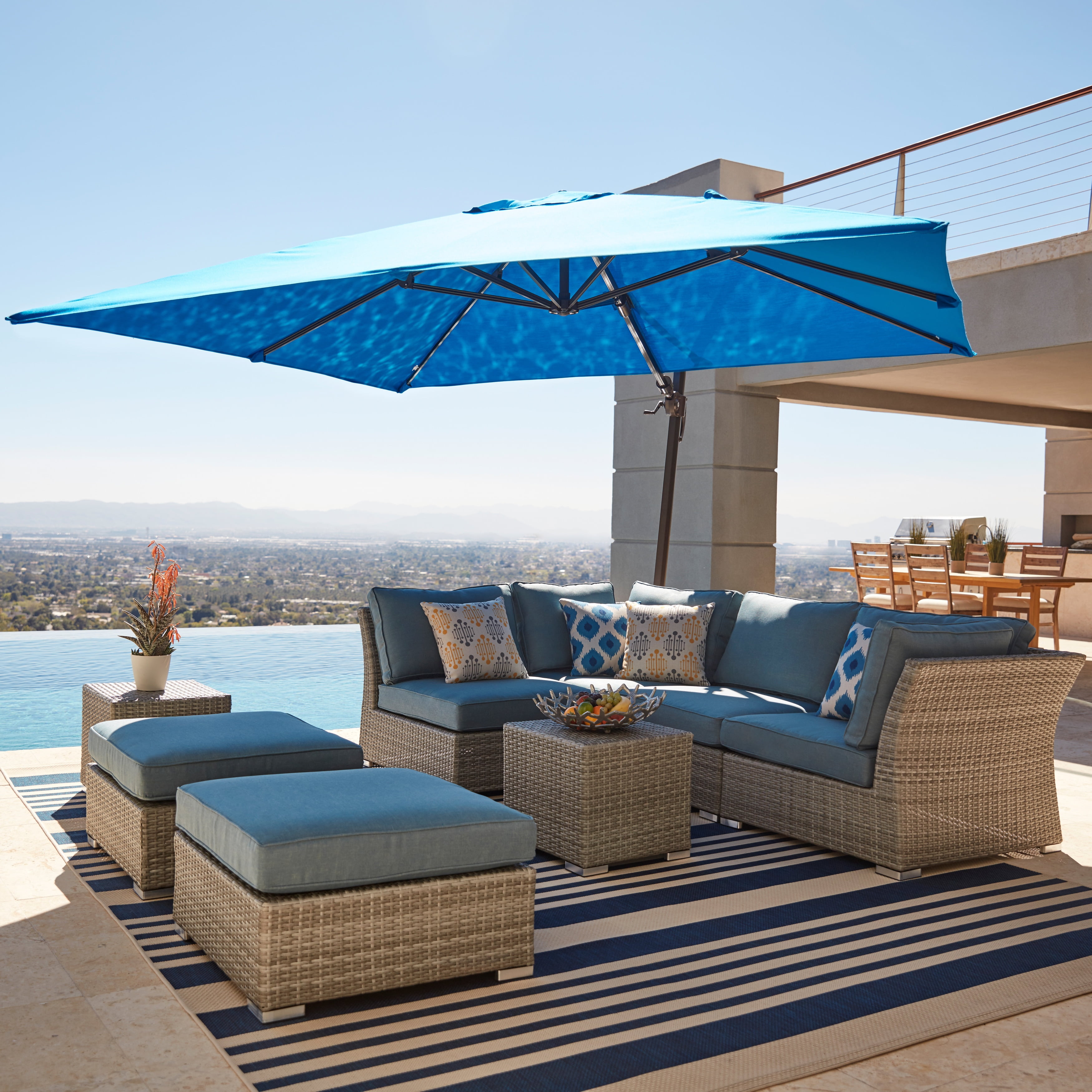 Corvus 8 Piece Grey Wicker Patio Furniture Set With Cushions