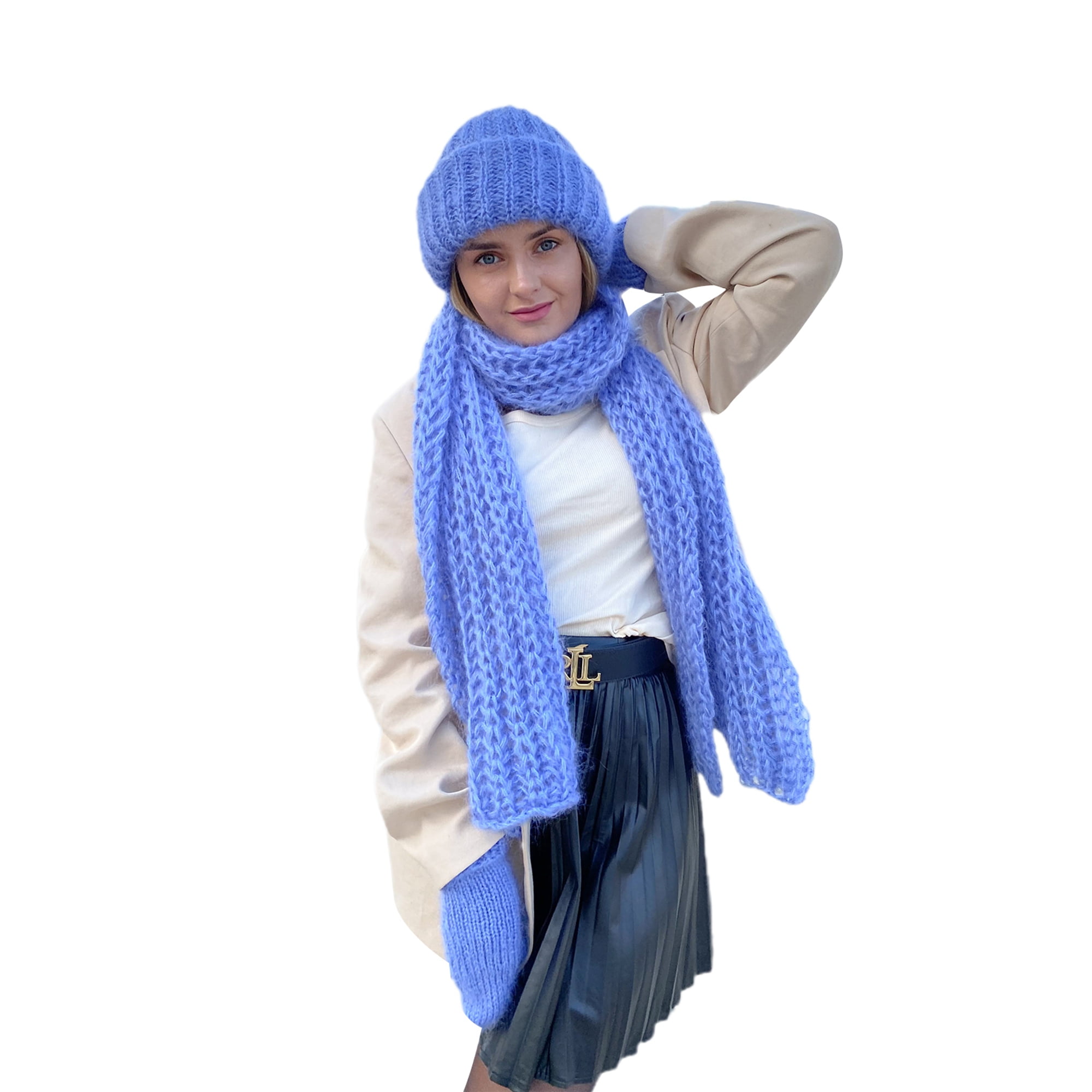 Womens Infinity Scarf and Hat Set- Winter Slouchy Beanie and Scarf