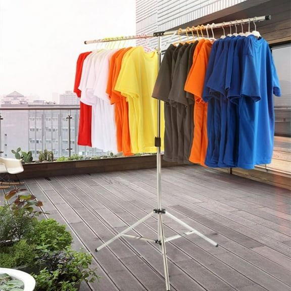 Foldable Portable Space Saving Clothes Drying Rack, Heavy Duty Stainless Steel Laundry Drying Racks, Adjustable High Capacity Garment Rack, with Windproof Hooks.