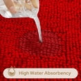 thumbnail image 5 of 3 Pieces Bathroom Rugs, Ultra Soft Non Slip Absorbent Chenille Toilet Bath Mat Set (Red), 5 of 6