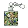thumbnail image 1 of Animal World Panda Elephant Cheetah Pattern Stainless Steel 1oz Mini Flask Key Chain, 1 of 4