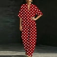 thumbnail image 5 of Women's Dressy Polka Dots 2 Piece Outfits - V Neck Shawl Collar Blouses & Wide Leg Pants Lounge Sets with Pockets, 5 of 6