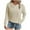 Beige, variant on Light-weight Pullover Hoodies Womens Trendy Casual Hooded Solid Sweatshirt 1/4 Button Pull Over Fall Top (XL, White)