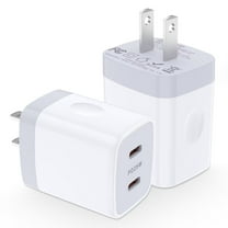 USB C Block,FiveBox 2Pack 25W PD Type C Charger Block Dual USB C Wall Charger Adapter USB C Brick Type C Fast Charging Block,White