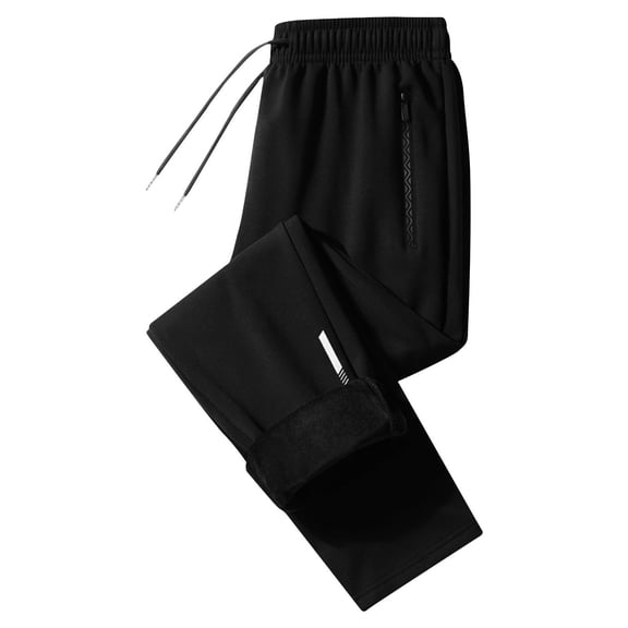 Bpyeka Men's Big & Tall Fleece Lined Sweatpants Elastic Drawstring Zipper Pockets Warm Straight Leg Trousers 3XL-5XL, Black