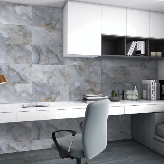 The Tile Life Nova 4" x 4" Marble Look Azul Polished Porcelain Tile Sample 1 Piece