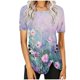 thumbnail image 1 of Blusas de Manga Corta para las Mujeres Botón Impreso Cuello Redondo Top Casual, Blusas para las Mujeres Casual, 1 of 5