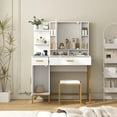 thumbnail image 3 of Modern LED Vanity Desk with Lights, 3-Mode Mirror & Charging Station for Bedroom, 3 of 8