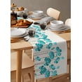 thumbnail image 6 of Table Runner Dresser Scarves 120 Inch Long, Watercolor Teal Poppy Blossom Flower Linen Dining Table Runners Garden Floral on Burlap Cotton Tabletop Scarf for Wedding Holiday Party Kitchen, 6 of 7