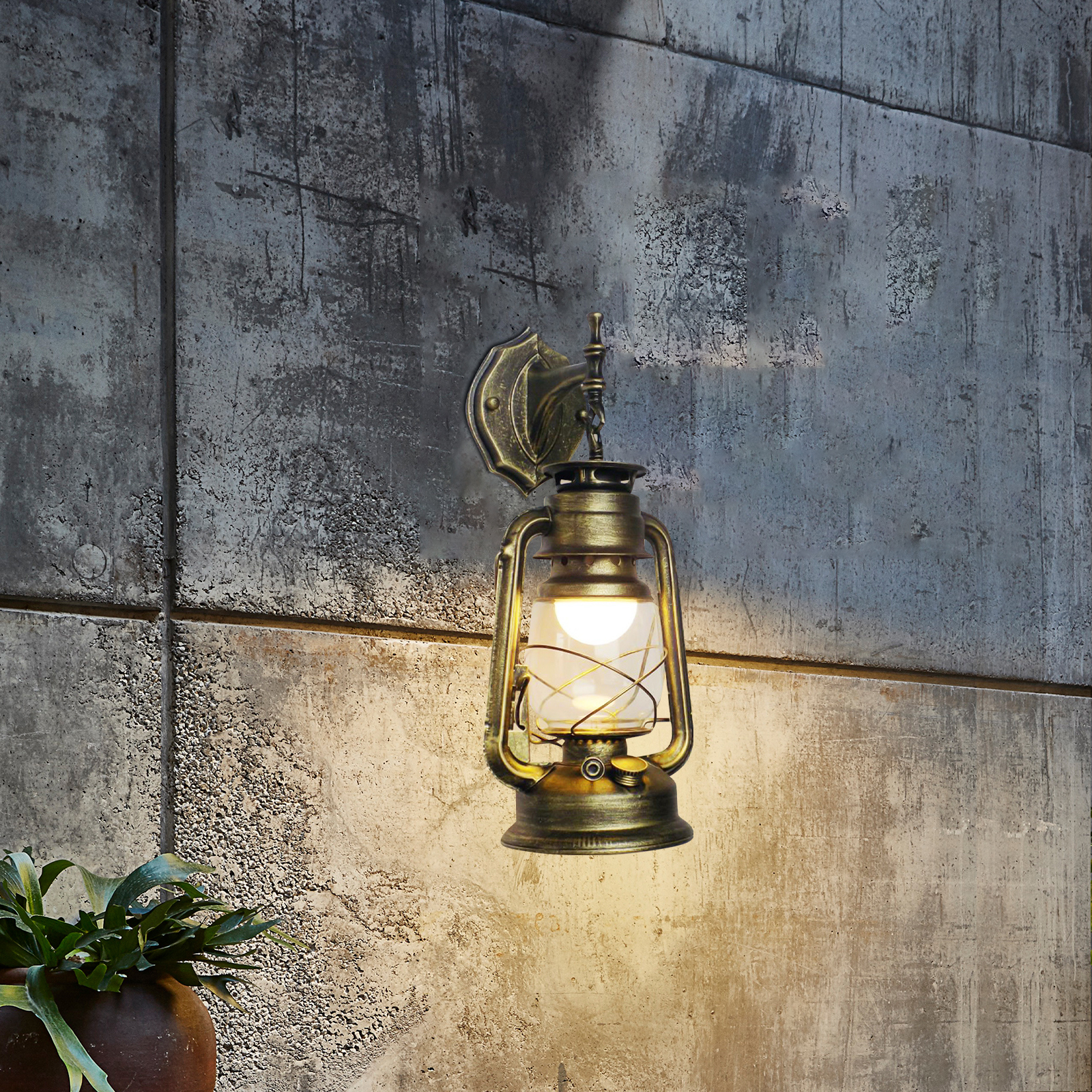 Outdoor Vintage Antique Rustic Lantern Lamp Retro Wall Sconce Light Fixture E27 for Shop Entrance, Park