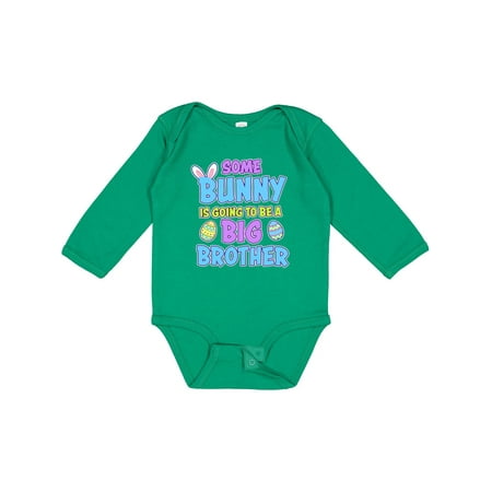 

Inktastic Some Bunny is Going to Be a Big Brother with Bunny Ears and Eggs Gift Baby Boy Long Sleeve Bodysuit