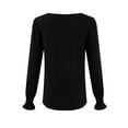 thumbnail image 3 of Tshirts Shirts for Women Women's V-neck Long-sleeved Solid Color Shirt Blouse Autumn Tops, 3 of 4