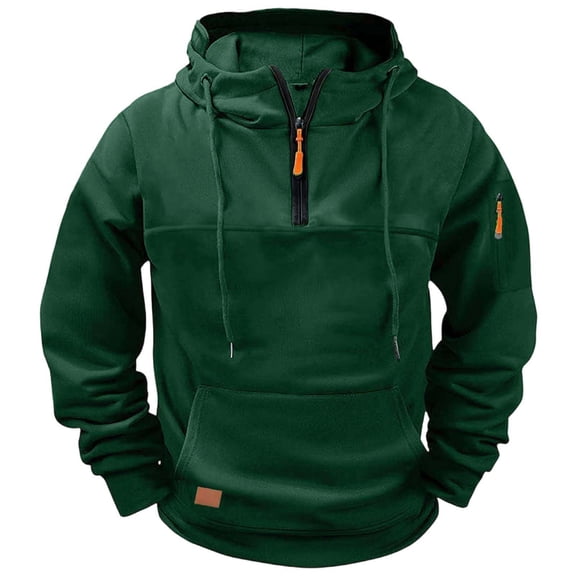 Cilsoka Tactical Hoodies for Men Half Zipper Pullover Hooded Athletic Work Sweatshirts Long Sleeve Fashion Hip Hop Streetwear