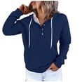 thumbnail image 1 of WEAIXIMIUNG Chandails en Molleton Graphiques pour Femmes Grande Taille Automne et Hiver Style de Rue à la Mode Couleur Unie Col à Boutons Poche Cordon de Serrage Chandail à Capuchon de Sport Décontracté, 1 of 6
