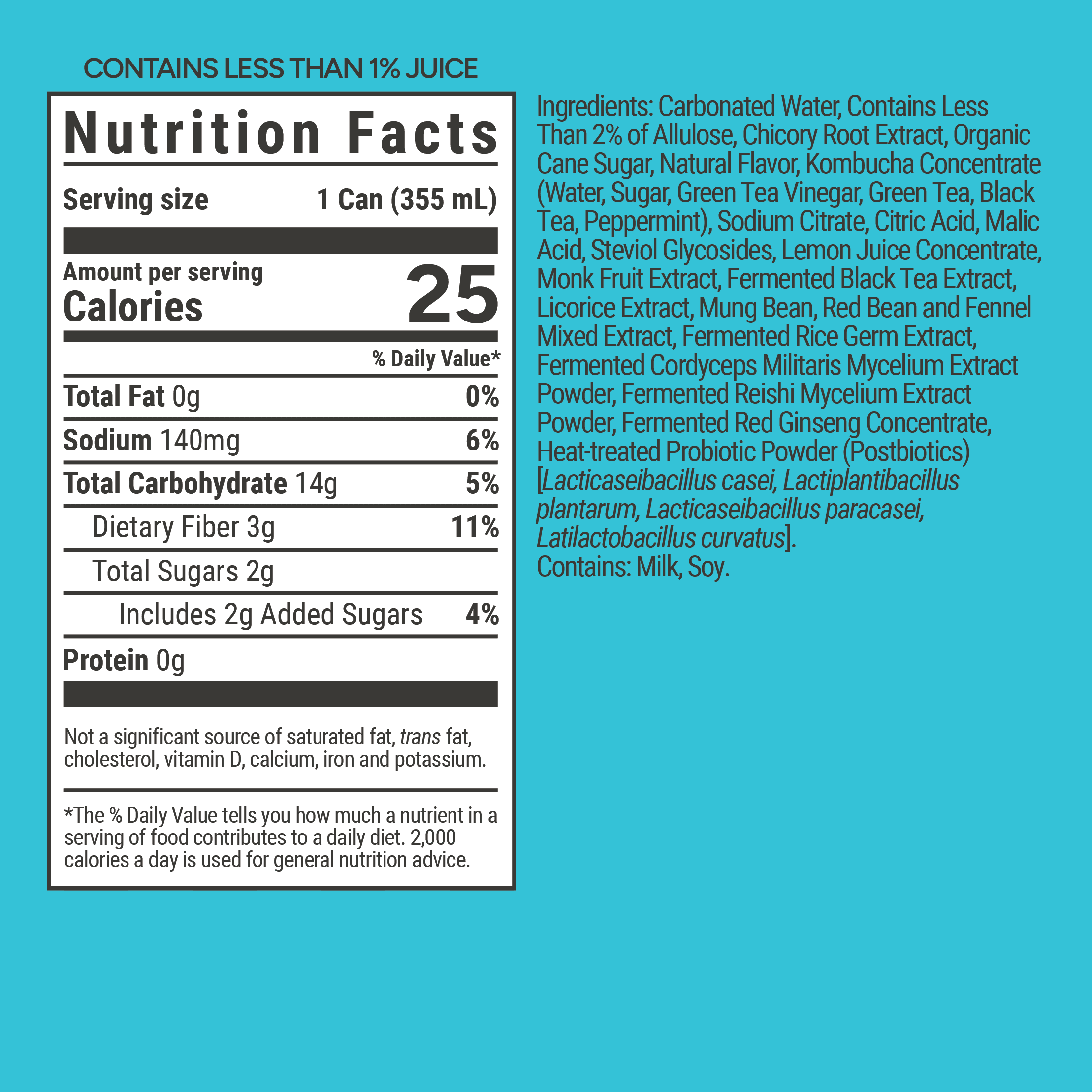 ARIH Dual Biotic Soda, Functional Prebiotic and Postbiotic Soda, Low Sugar, Clear Lemon, 12 fl oz