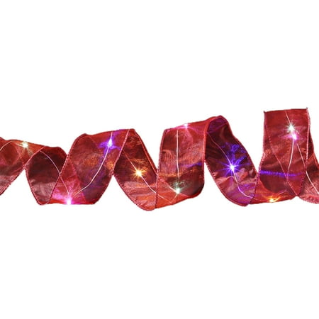 

SunHLX LED Christmas Ribbon Double-layers Tulle Wired Warm/Colorful Lighting Battery Powered Scene Layout Pendant Xmas Tree Ornament Ribbon String Lamp for Party