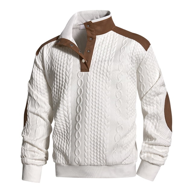 RXMEKW Color Block Quarter Zip Sweatshirt for Men with Stand Collar Long Sleeve for Spring Fall Polyester Knit