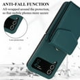 thumbnail image 6 of Dteck for Samsung Galaxy Z Flip 3 Wallet Case,Leather Case with 3 Accordion Card Slots and RFID Blocking Adjustable Crossbody Strap for Unisex,Green, 6 of 7