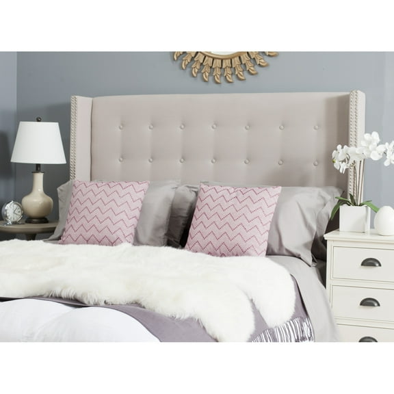 Safavieh Keegan Winged Tufted Headboard with Nail Heads, Twin Taupe