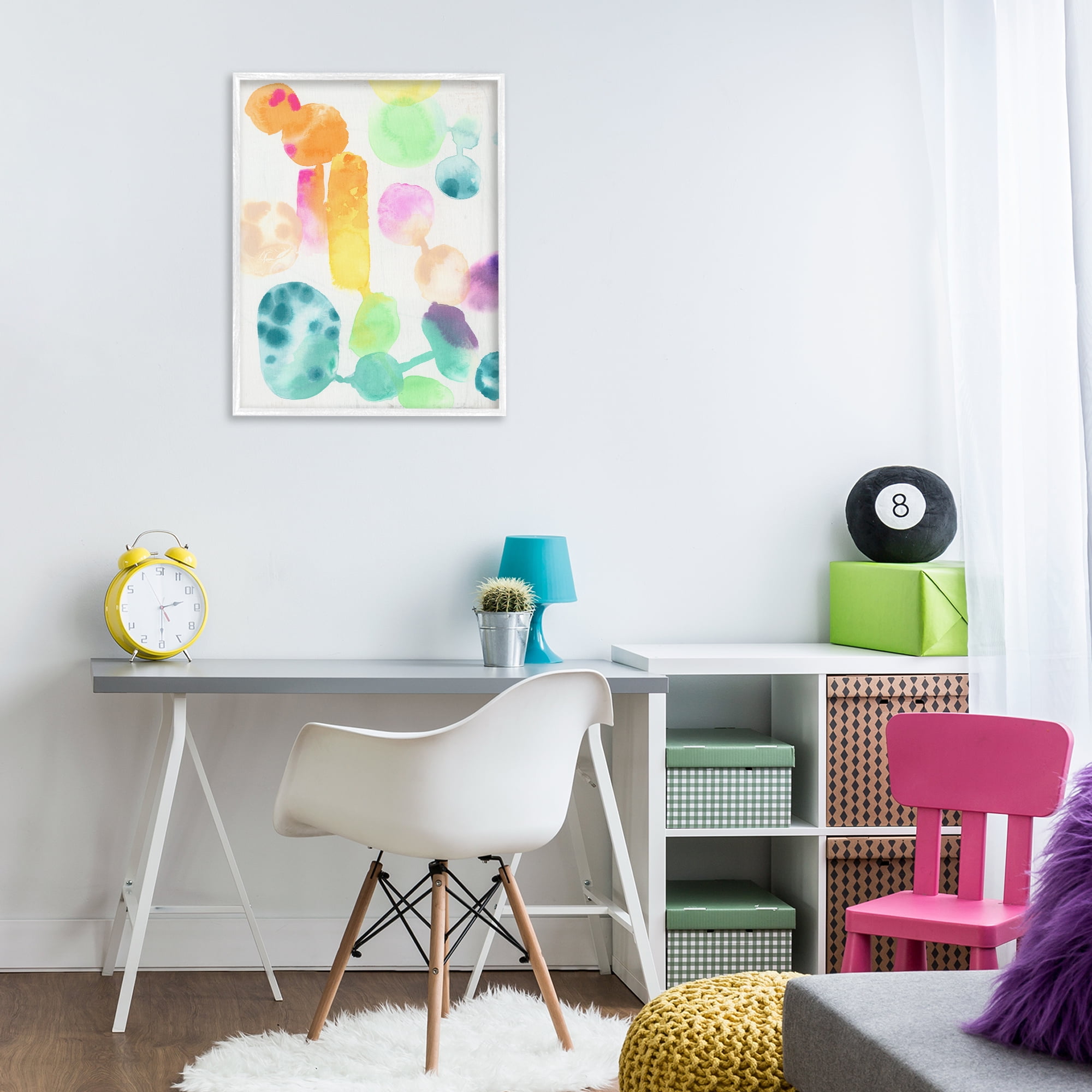 Stupell Industries Rainbow Watercolor Pattern Abstract Painting White Framed Art Print Wall Art, 24 x 30