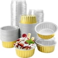 thumbnail image 4 of Nvzi Paquete de 100 mini moldes desechables para pasteles,moldes pequeños para hornear pasteles de 3,3 x 3,3 pulgadas, recipientes para pasteles individuales (plateados), 4 of 5