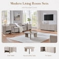 thumbnail image 5 of Aitjunz 33" Round Coffee Table, Modern Wood Center Table with Unique Pedestal Base for Living Room, Cream, 5 of 8
