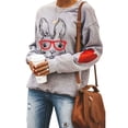thumbnail image 2 of Seyurigaoka Women's Easter Bunny Sweatshirt Crew Neck Long Sleeve Snow Rabbit Jumper Tops Casual Plus Size Patchwork Graphics Tee Shirts, 2 of 5