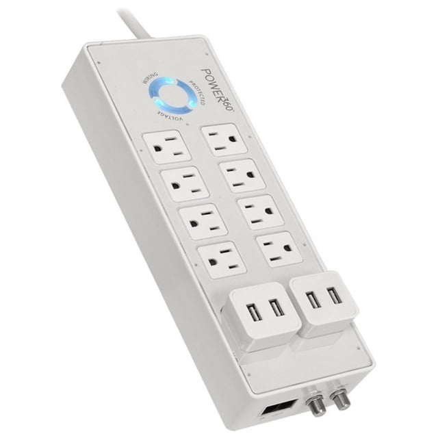 Acondicionador P360-8 4 Puertos de carga USB 8 Contactos Panamax Protección contra Sobretensiones Coaxial y de Telecomunicaciones