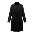 thumbnail image 2 of Juebong Womens Long Trench Coat Double Breasted Oversized Windproof Trendy Fall Jacket Lapel Winter Pea Coats Outerwear Black,XXXXXL, 2 of 4