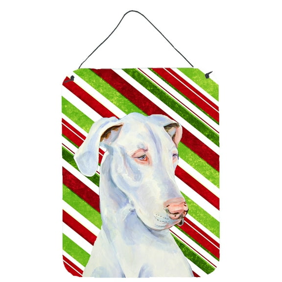 Carolines Treasures LH9221DS1216 Great Dane Candy Cane Holiday Christmas Wall or Door Hanging Prints 12WX16H multicolor