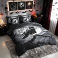 thumbnail image 2 of Erosebridal Horror Gothic Raven Full Size Bedding Sets, Moon Branch Full Size Bed in a Bag, Gray Black, Black Reversible, 7-Piece, 2 of 6