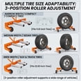 thumbnail image 3 of Tire Dolly, Tire Lifting Tool, Tire Wheel Dolly, 1500 Lbs Capacity, 360° Swivel Casters, Adjustable Width 11.6 to 22.8 Inches, Hydraulic Jack for Car Repair and Positioning., 3 of 10