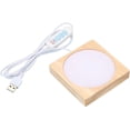 thumbnail image 1 of PATIKIL 4x4 Inch Wooden LED Light Base, Wood Light Display Base Stand Lighting with Dimmer for 3D Crystal Glass Aroma Stone Art, 3 Color White Light, 1 of 8