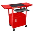 thumbnail image 3 of Luxor Adjustable Height Blue Metal A/V Cart w/ Pullout Keyboard Tray, Cabinet & 2 Drop Leaf Shelves, 3 of 3