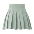 thumbnail image 4 of Ediodpoh Skirts for Women High Waist Solid Color Pleated A Line Midi Skirt with Side Slits Mini Skirts for Women Light Green XS, 4 of 5