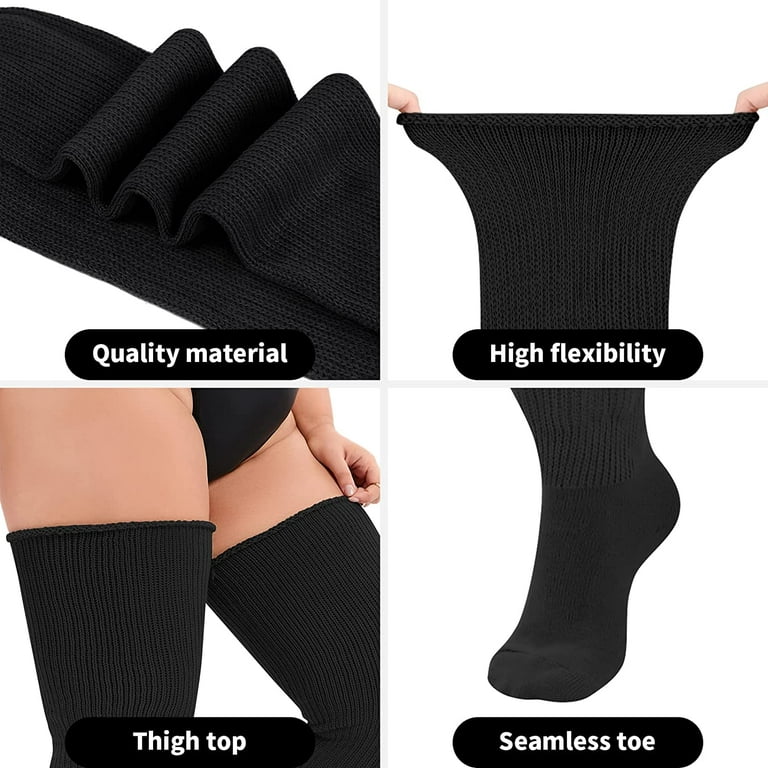 QWZNDZGR Plus Size Womens Thigh High Socks for Thick Thigh Extra Long Over  the Knee Stockings Leg Warmers Boot Socks
