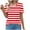 Red, variant on Wenyuyu Womens Striped Tee Shirts Trendy Summer Pleated Round Neck Short Sleeve Tops Casual Loose Fit Tunic Blouses