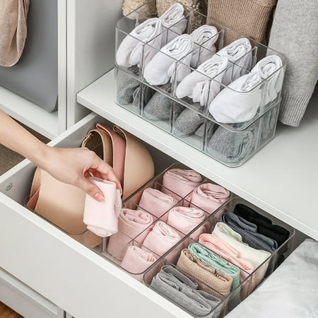 

Windfall Compartments Socks Underwear Organizer Underwear Storage Compartment Box for Clothes Socks Underwear and Bras Foldable Underwear Drawer Organizer Divider