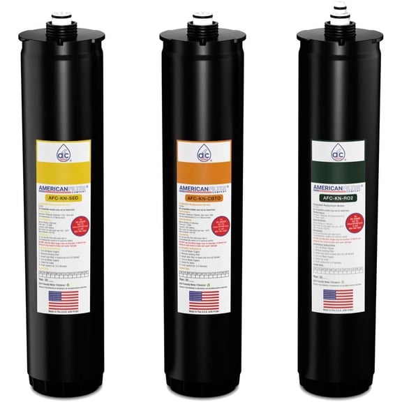 AFC® #AFC-KN-YOG, Compatible with Kinetico K5 systems, Cartridge set 9309A(Yellow), 9306B(Orange) & 12752A(Green) - 6 Month Pack