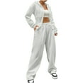 thumbnail image 1 of Timegard Womens Sets 2 Piece Sweatsuits Zip up Hooded Long Sleeve Jackets Drawstring Wide Leg Pants with Pockets Outfits, 1 of 6