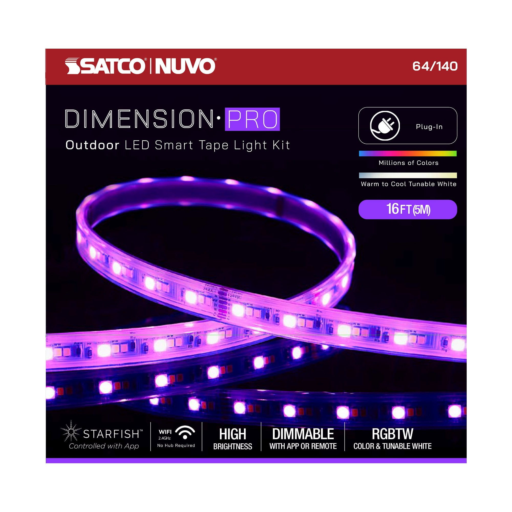Nuvo Lighting - Dimension Pro - 18W LED Tape Light with Plug Connection In