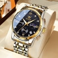 thumbnail image 3 of OLEVS Watches for Men, Mens Watches Gifts for Men Chronograph Analog Quartz Luxury Casual Classic Diamond Waterproof Luminous Stainless Steel Reloj para Hombre Black Dial, 3 of 12