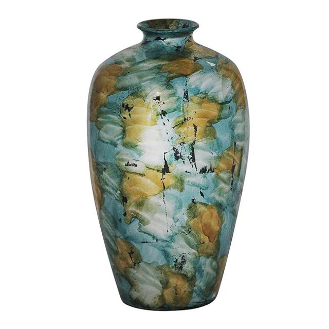 Heather Ann Creations W1032-B11 Ruth 21 in. Foiled & Lacquered Ceramic Vase - Mint & Gold with Black