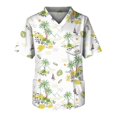 thumbnail image 1 of LINMOUA Men's Plus Size Halloween Printed Scrub Top, Cross V-Neck, Short Sleeve, 1 of 3
