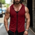 thumbnail image 2 of Miluxas Mens Lace Up Sleeveless Shirt Tunic Top Sport Vest for Men Red M(M), 2 of 6