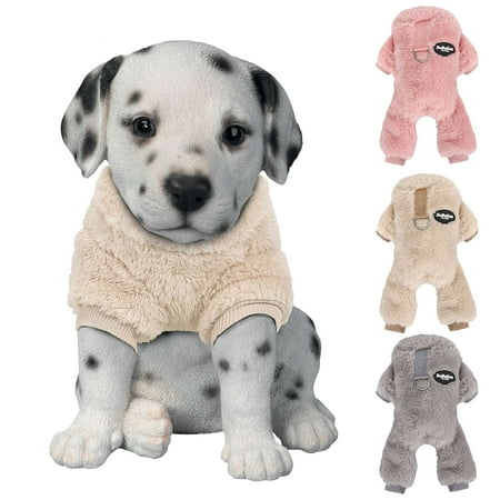BadPiggies Dog Pajamas Warm Fleece Dog Sweater Coat Pet Puppy Jumpsuit Winter Clothes for Small Dogs (L Khaki)