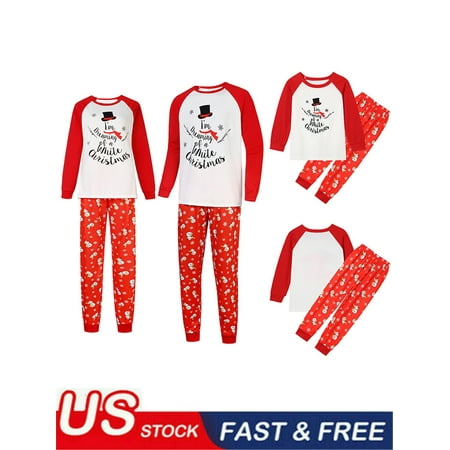 

Family Matching Christmas Pajamas Set Letter Print Long sleeve Top Printed Pants Soft Sleepwear
